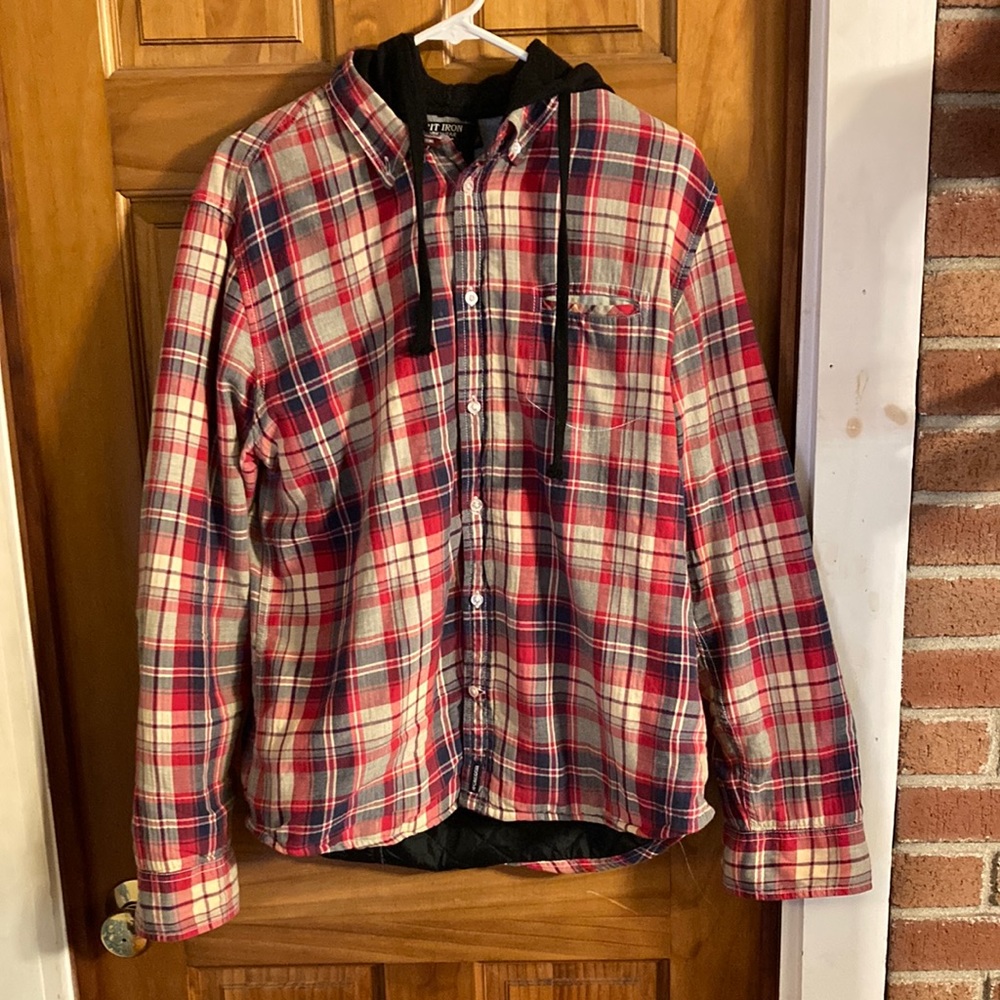 Grit Iron hooded flannel shirt sz xl